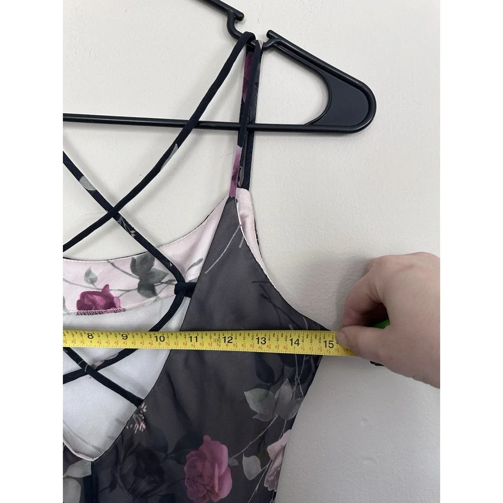 VTG Y2K Floral Slip Dress Coquette Fairy Grunge Sheer Mesh Strappy SMALL/MEDIUM